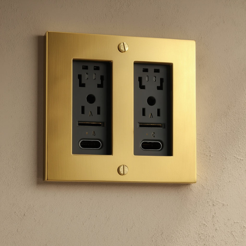Atelier Socket + USB Plate, Double