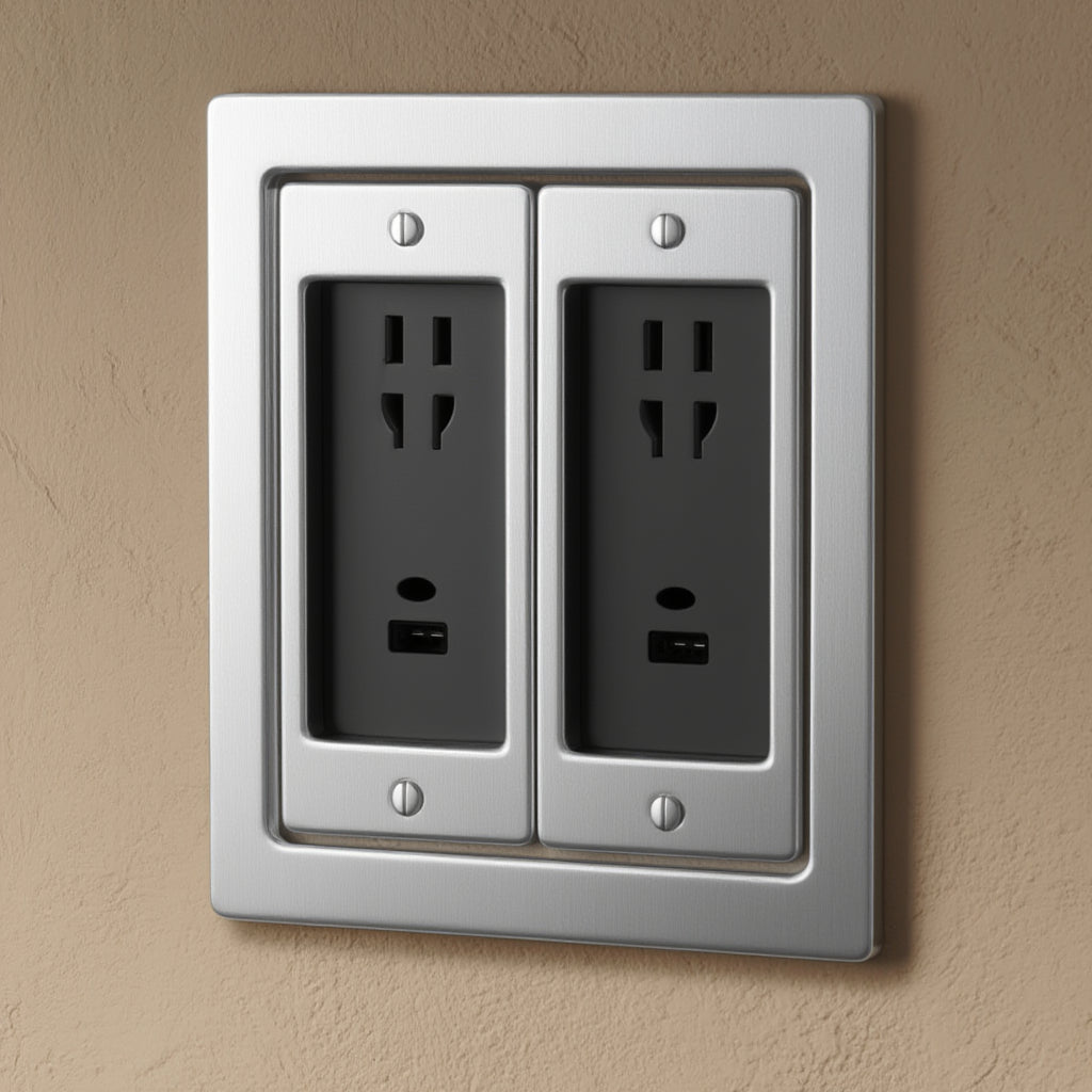 Atelier Socket + USB Plate, Double