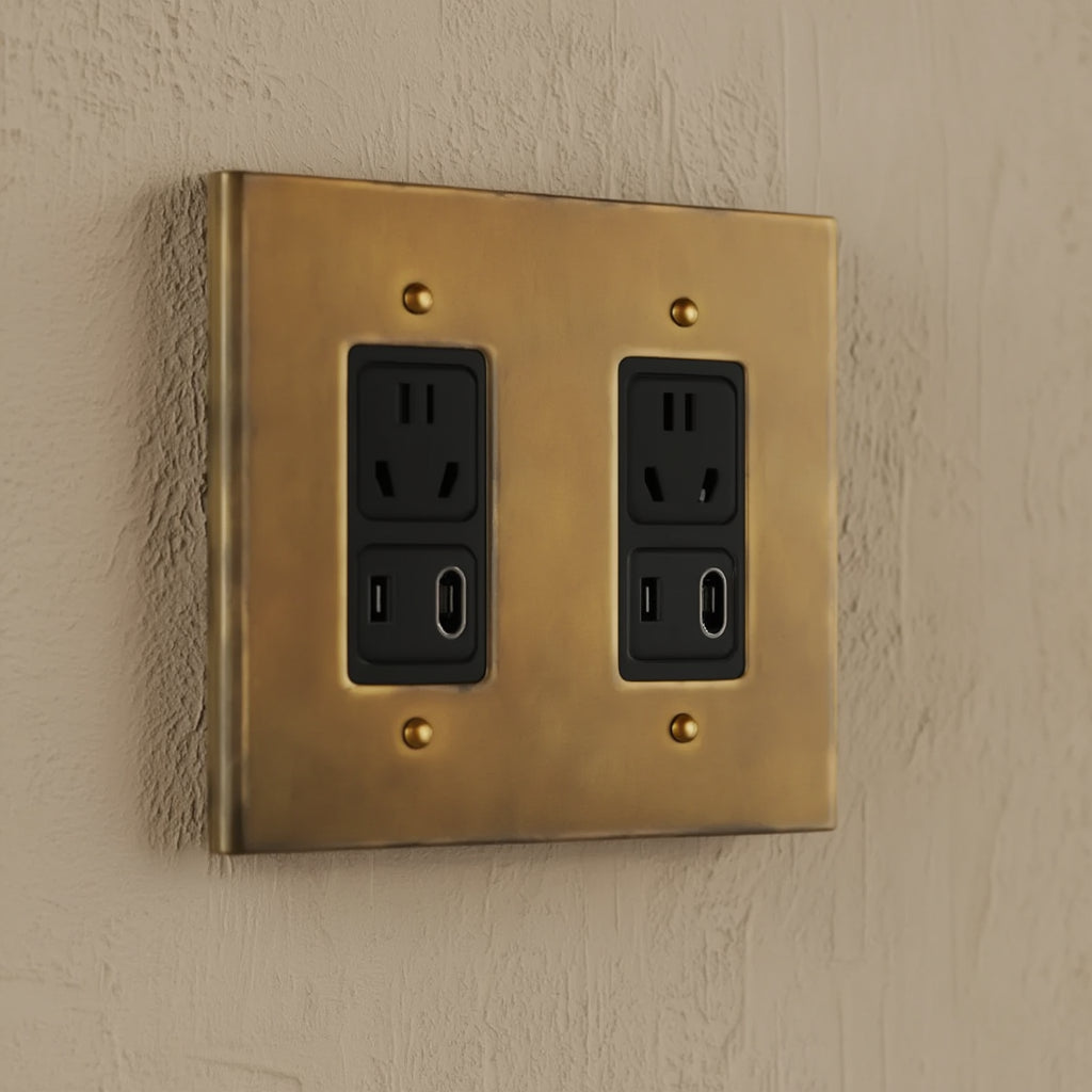 Atelier Socket + USB Plate, Double