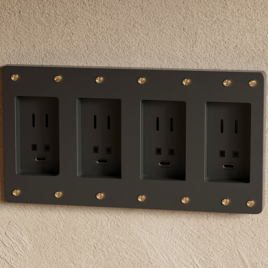Atelier Socket + USB Plate, Quad