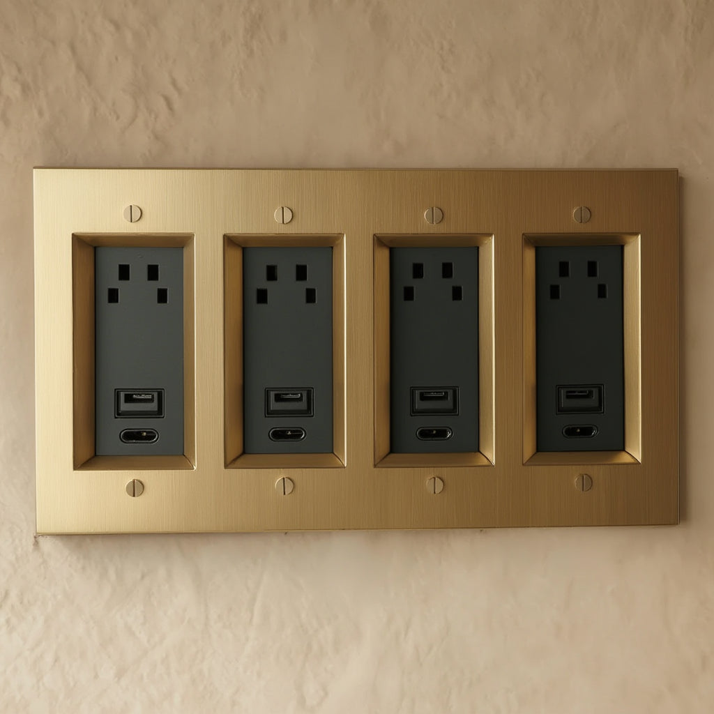 Atelier Socket + USB Plate, Quad
