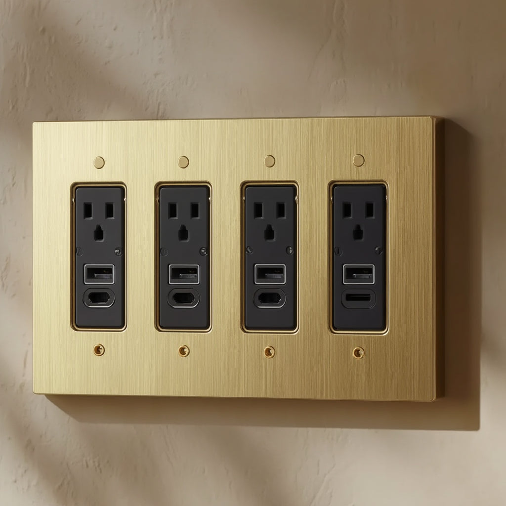 Atelier Socket + USB Plate, Quad