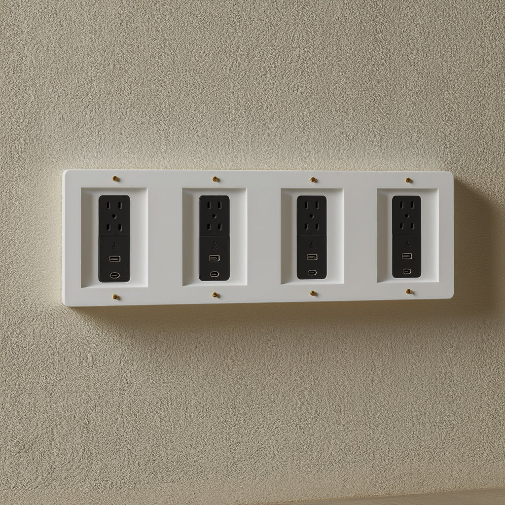 Atelier Socket + USB Plate, Quad