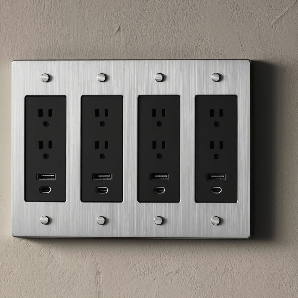 Atelier Socket + USB Plate, Quad