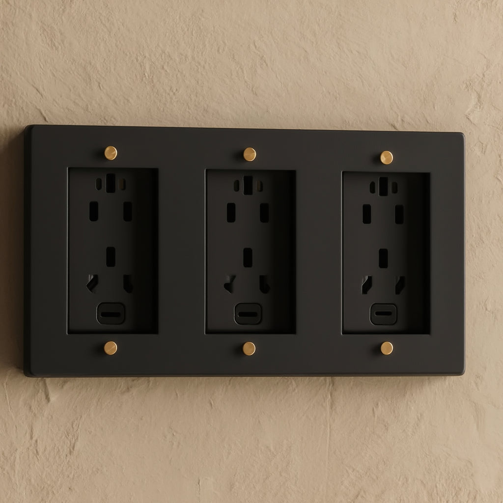 Atelier Socket + USB Plate, Triple