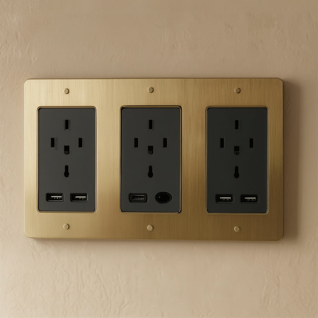 Atelier Socket + USB Plate, Triple