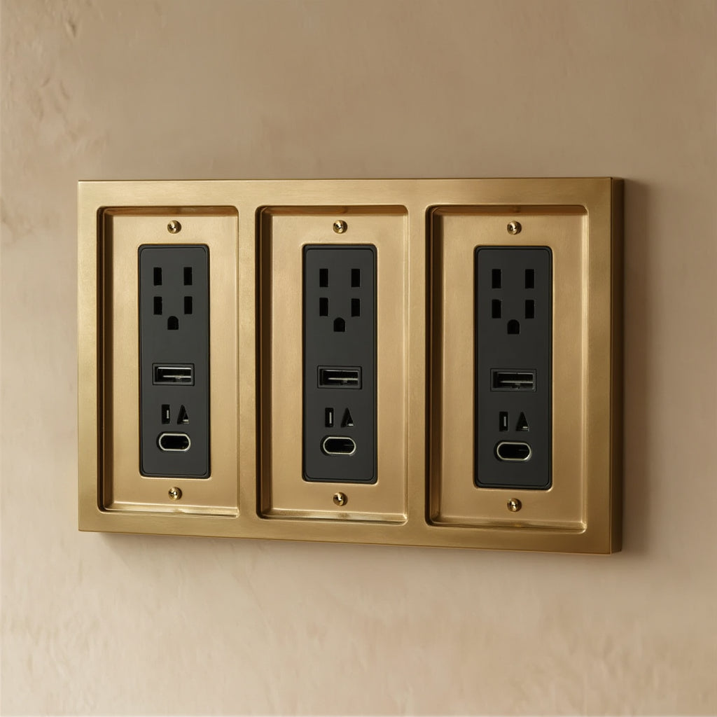 Atelier Socket + USB Plate, Triple